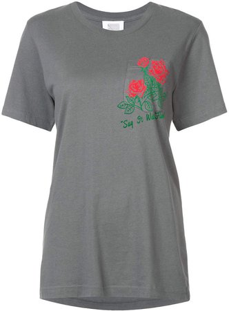 rose print pocket T-shirt