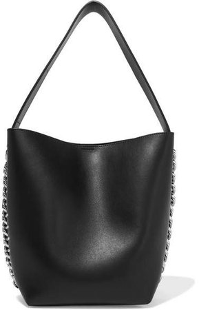 Infinity Chain-trimmed Leather Shoulder Bag - Black