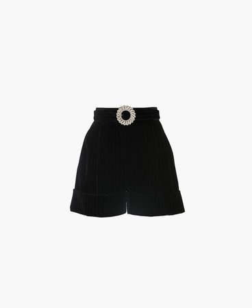 Pinstripe velvet shorts Black | Miu Miu