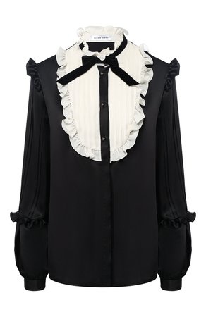 Женская черно-белая шелковая блуза с контрастным воротником ZUHAIR MURAD — купить за 139000 руб. в интернет-магазине ЦУМ, арт. SHP18414/SISA001