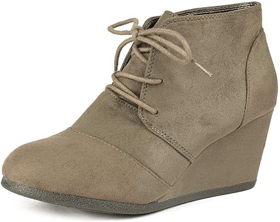 Amazon.com | DREAM PAIRS Women's Casual Fashion Lace Up Low Wedge Heel Booties Shoe | Ankle & Bootie