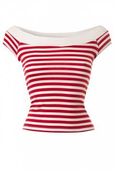 Coast Guard Off Shoulder Top in Red White Stripes