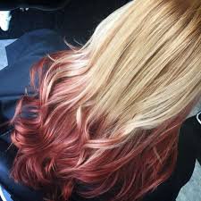 blonde to red tips -