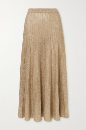 Gold Pleated Lurex skirt | Joseph | NET-A-PORTER