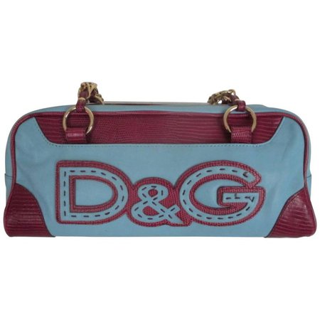 Dolce and Gabbana Turquoise Leather Shoulder Bag For Sale at 1stdibs
