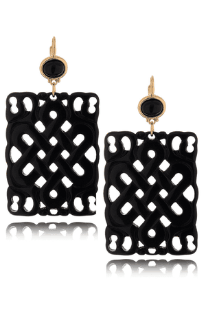 KENNETH JAY LANE CARVED Square Black Resin Earrings – PRET-A-BEAUTE.COM