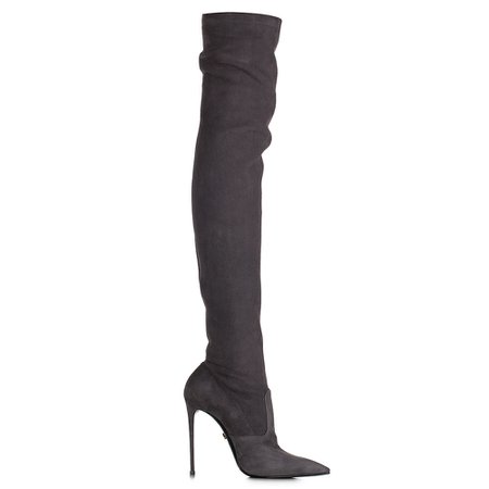 EVA STRETCH BOOT 120 mm | Grey suede over the knee boot | Le Silla