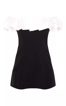 Black Ruffle Detail Bandeau Mini Dress | PrettyLittleThing CA