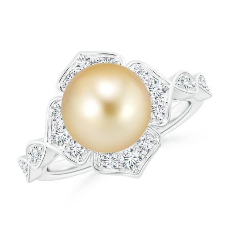 Floral Vintage Inspired Golden South Sea Pearl Ring