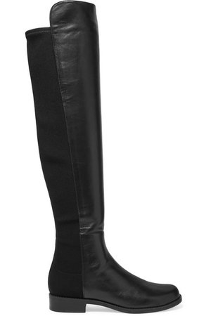 Stuart Weitzman | 5050 leather and neoprene knee boots | NET-A-PORTER.COM