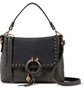 Joan Small Studded Suede And Textured-leather Should Bag