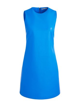 Coley Vegan Leather Crewneck Dress In Palace Blue | Alice And Olivia