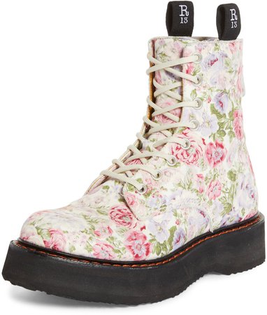 Single Stack Floral Print Combat Boot