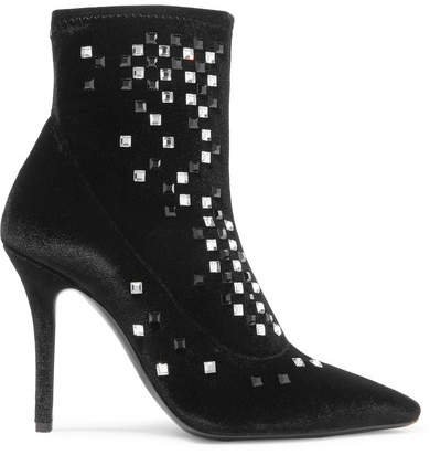 Notte Crystal-embellished Velvet Ankle Boots - Black