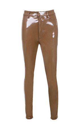 Clothing : Leggings : 'Haridan' Coffee Patent Stretch Vinyl Trousers