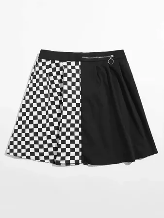 Plus Checked Zipper Detail Skirt | SHEIN UK