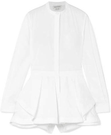 Draped Cotton-piqué Shirt - White
