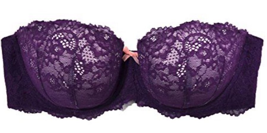 purple strapless bra