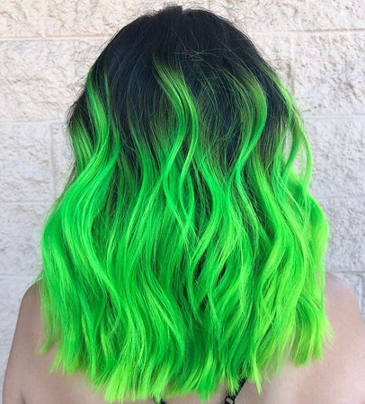 lime green hair with shadow roots