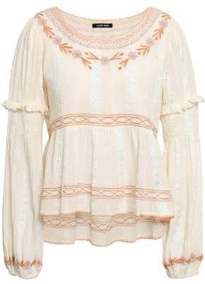 Embroidered Cotton-jacquard Blouse