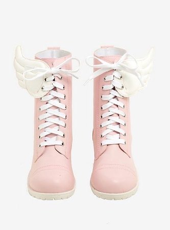 P INK & WHITE WING COMBAT BOOTS