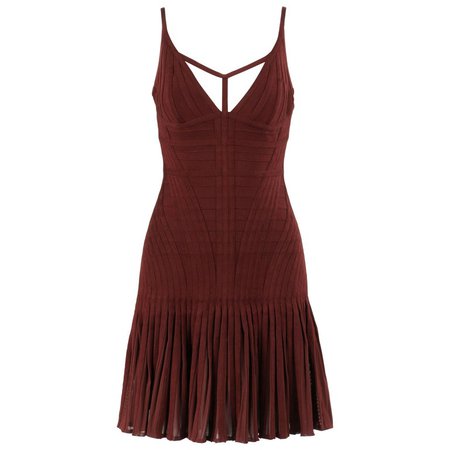 HERVE LEGER A/W 2012 "Avi" Burgundy Pleated Bandage Knit Cocktail Dress NWT For Sale at 1stdibs