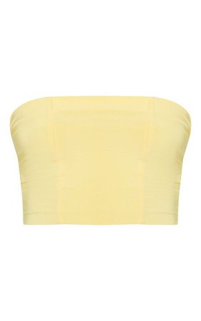 PrettyLittleThing Yellow Slinky Bandeau Crop Top | ShopLook
