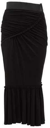 Fishtail Midi Skirt - Womens - Black