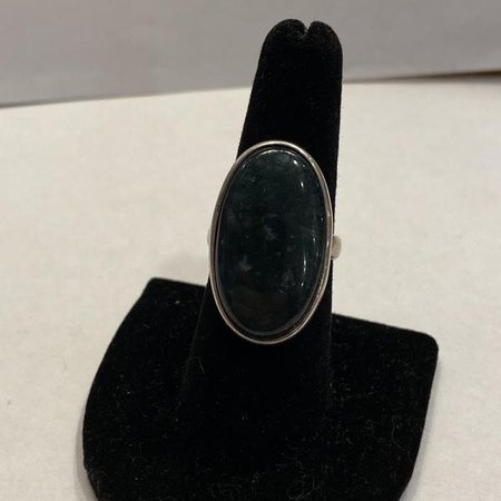 Vintage Oval Moss Agate and Sterling Silver Ring | Etsy