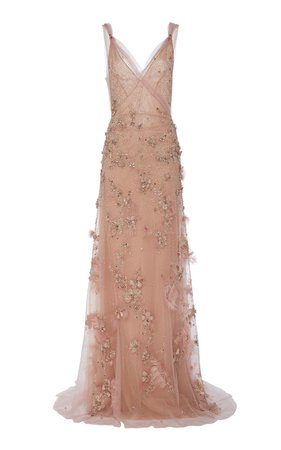 Embroidered Tulle Evening Gown by Marchesa | Moda Operandi