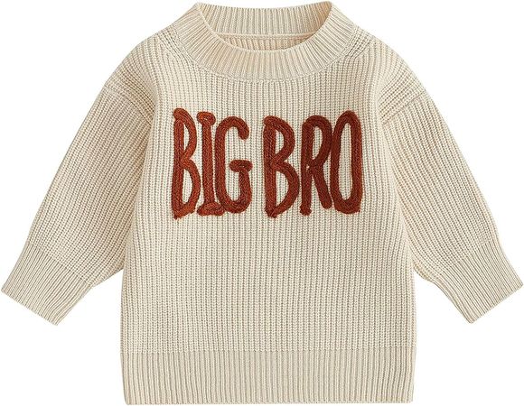 Amazon.com: OikMombiu Toddler Baby Boy Knit Sweater Big/Lil Bro Embroidery Sweater Onesie Brother Matching Outfit Warm Winter Clothes (Lil Bro Romper Beige, 0-3 Months): Clothing, Shoes & Jewelry