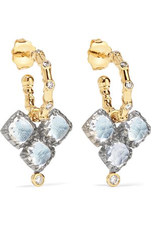 Larkspur & Hawk | Ladies 14-karat gold and rhodium-dipped quartz and diamond earrings | NET-A-PORTER.COM