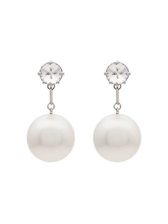 Miu Miu Crystal Pearl Drop Earrings