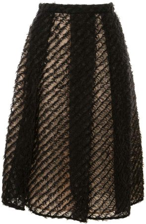 textured A-line midi skirt