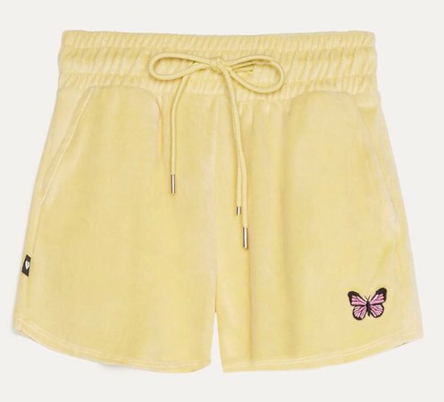 Bershka- Yellow velvet shorts