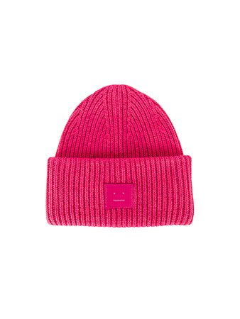 Acne Studios Pansy Face Beanie in Neon Pink | FWRD