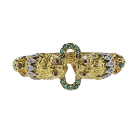 Lalalounis Greece Chimera Diamond Emerald Ruby Bracelet