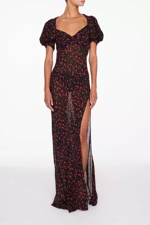 Black and red floral boho maxi dress - 'Magnolia' Dress