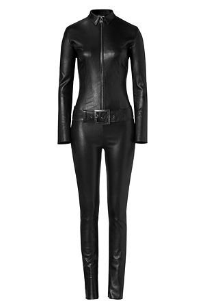 black leather jumpsuit