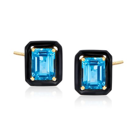 Black Onyx and 3.90 ct. t.w. Swiss Blue Topaz Earrings