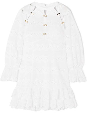 Ziggy Ruffled Broderie Anglaise Cotton Mini Dress - White