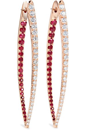 Melissa Kaye | Cristina XL 18-karat rose gold, ruby and diamond earrings | NET-A-PORTER.COM