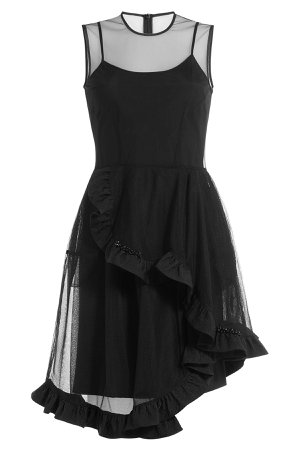 Dress with Sheer Ruffled Tulle Overlay Gr. UK 6