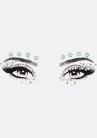 Holographic Pearl Star Rhinestone Eye Gems - Blue – Dolls Kill