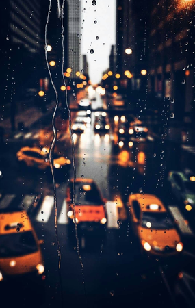 rainy city day