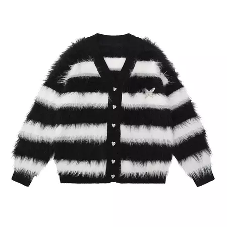 Striped Fuzzy Butterfly Cardigan | BOOGZEL CLOTHING – Boogzel Clothing