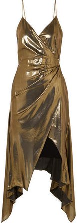 Haney - Alaina Asymmetric Lamé Midi Dress - Bronze