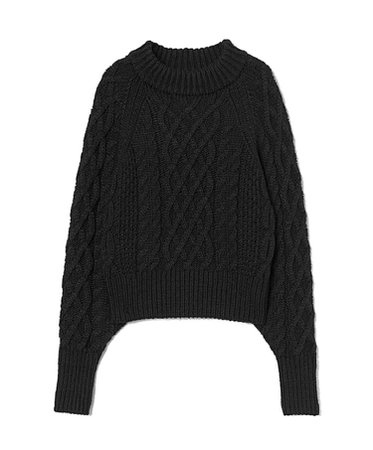 black cable knit sweater