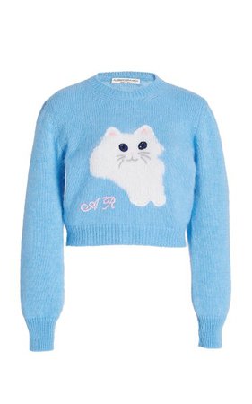 Cropped Cat-Knit Wool-Blend Sweater By Alessandra Rich | Moda Operandi