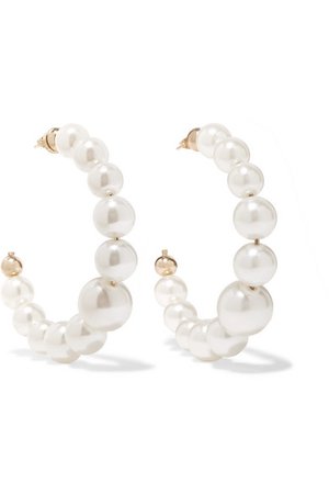 Rosantica | Vapore gold-tone faux pearl hoop earrings | NET-A-PORTER.COM